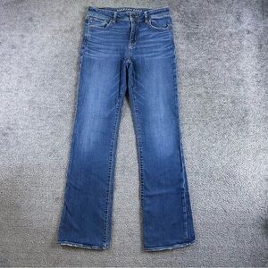 American Eagle Kick Boot Jeans Womens 10 X Long Stretch Med Dark Wash 35” Inseam